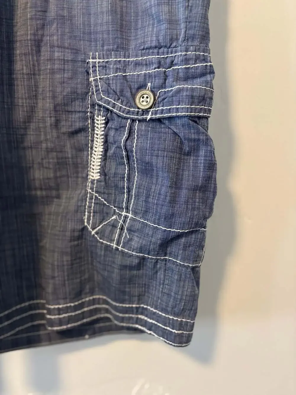 Buckle Black Thick Stitch Athletic Cargo Shorts Men’s Size 38 Blue Cotton